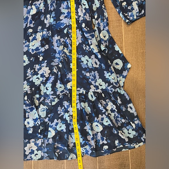 J.Crew Women's Wrap Dress Size 8 Watercolors Begonias Meadows Blue Floral - Picture 7 of 16